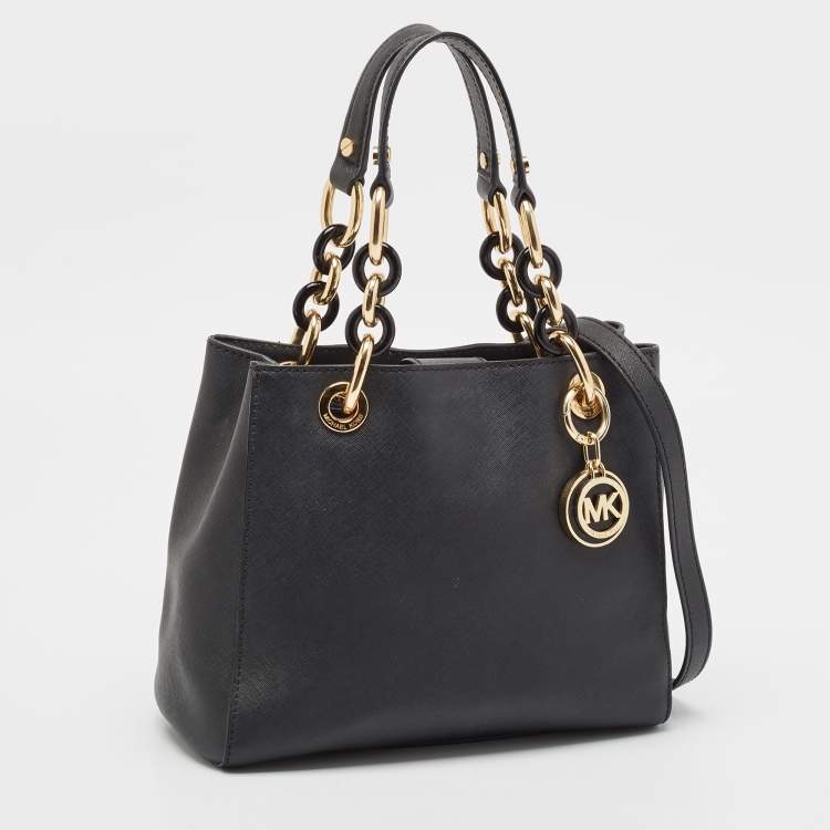 Pre Owned Michael Kors Black Leather Small Cynthia Tote