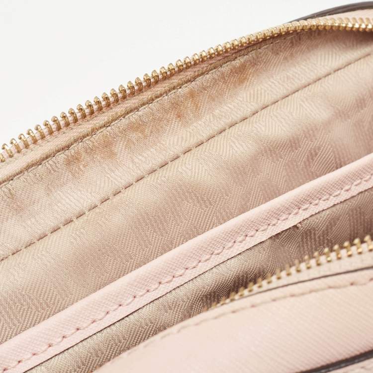 Pre Owned Michael Kors Light Pink Leather Lasercut East West Crossbody Bag