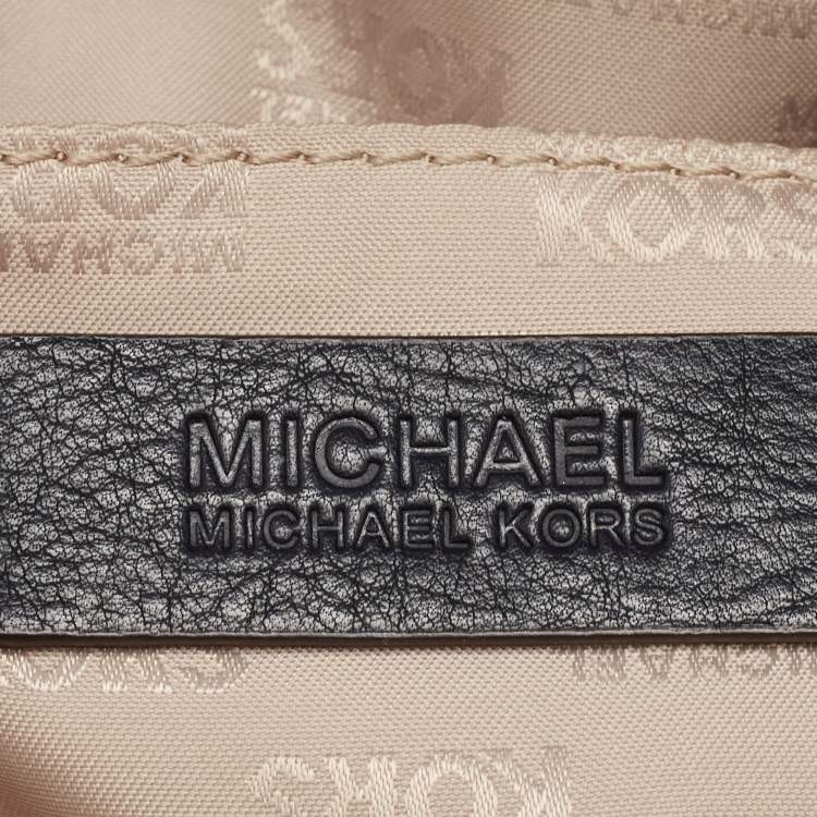 Pre Owned Michael Kors Navy Blue Signature Canvas and Leather Grayson Satchel