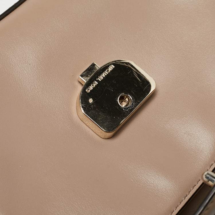 Pre Owned Michael Kors Beige Leather Extra Small Ava Top Handle Bag