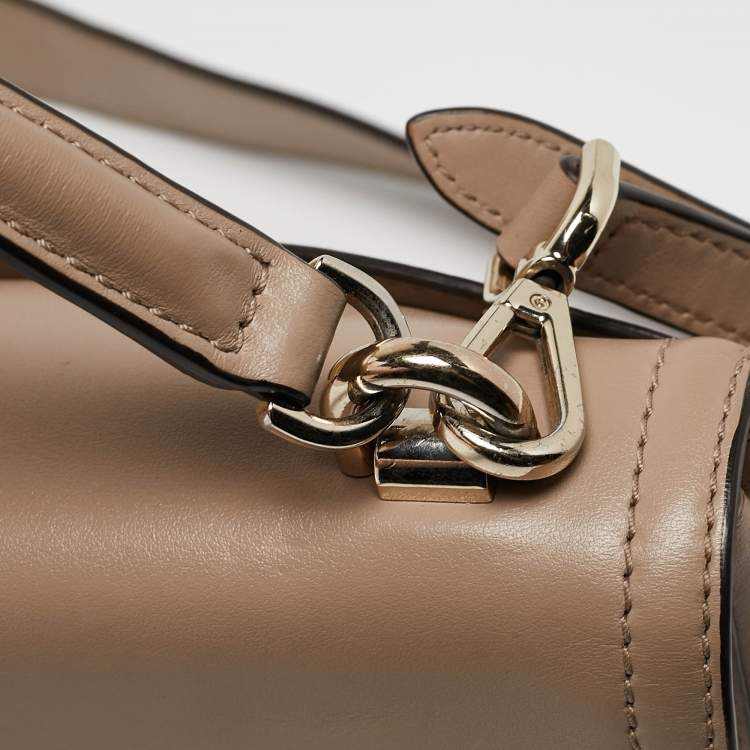 Pre Owned Michael Kors Beige Leather Extra Small Ava Top Handle Bag