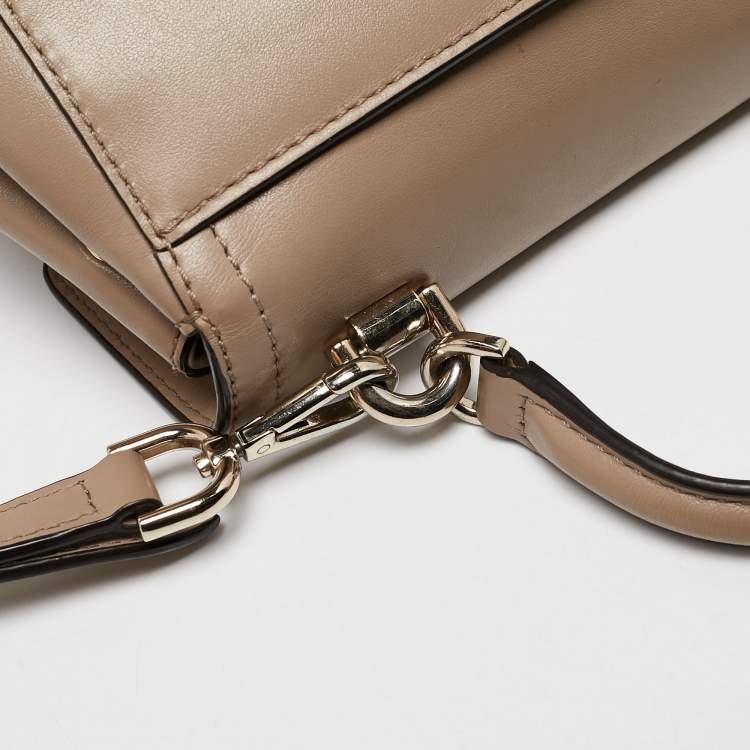 Pre Owned Michael Kors Beige Leather Extra Small Ava Top Handle Bag