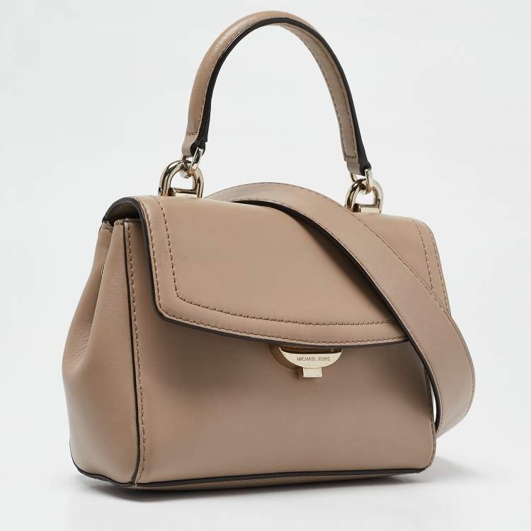 Pre Owned Michael Kors Beige Leather Extra Small Ava Top Handle Bag