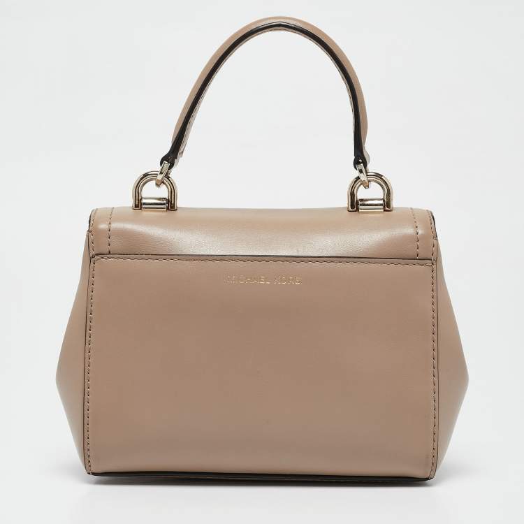 Pre Owned Michael Kors Beige Leather Extra Small Ava Top Handle Bag