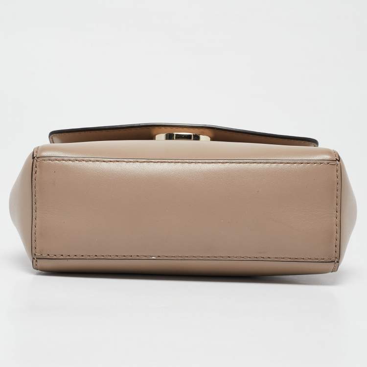 Pre Owned Michael Kors Beige Leather Extra Small Ava Top Handle Bag