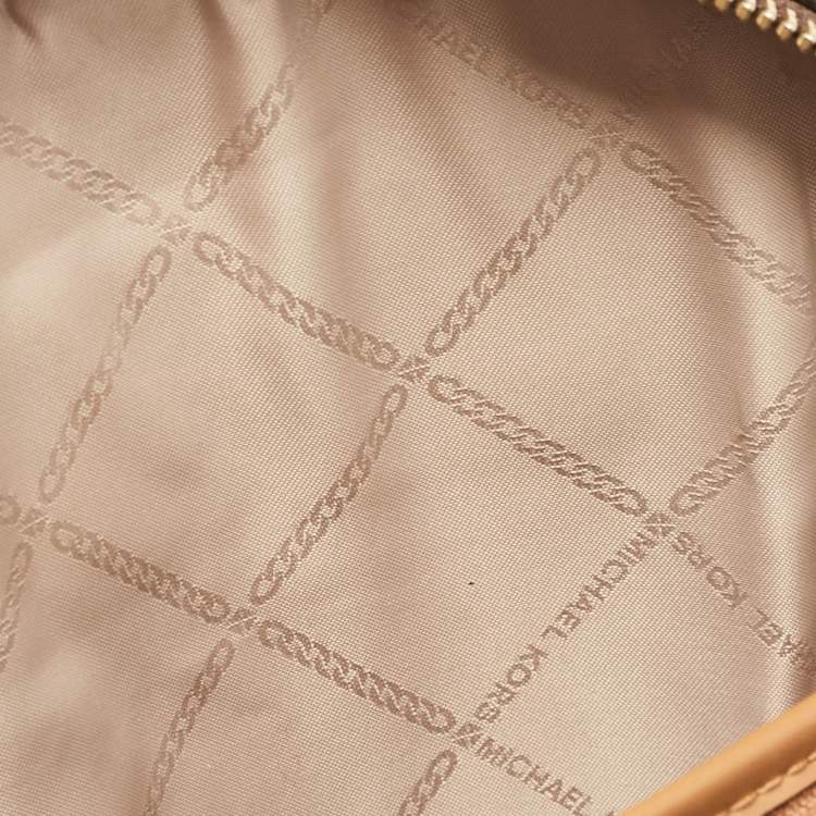 Pre Owned Michael Kors Brown Signature Coated Canvas and Leather Medium Rhea Backpack