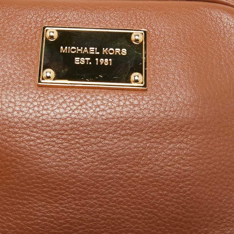 Pre Owned Michael Kors Brown Leather Mini Camera Crossbody Bag