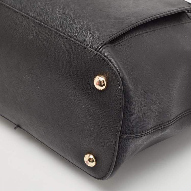 Pre Owned Michael Kors Black Leather Jet Set Top Zip Tote