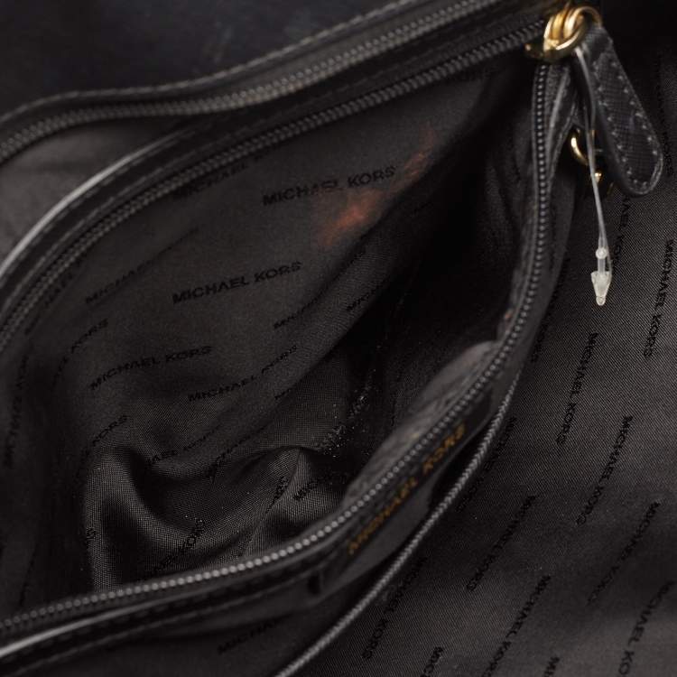 Pre Owned Michael Kors Black Leather Jet Set Top Zip Tote