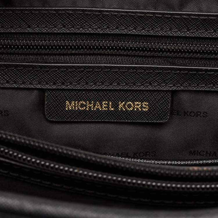 Pre Owned Michael Kors Black Leather Jet Set Top Zip Tote
