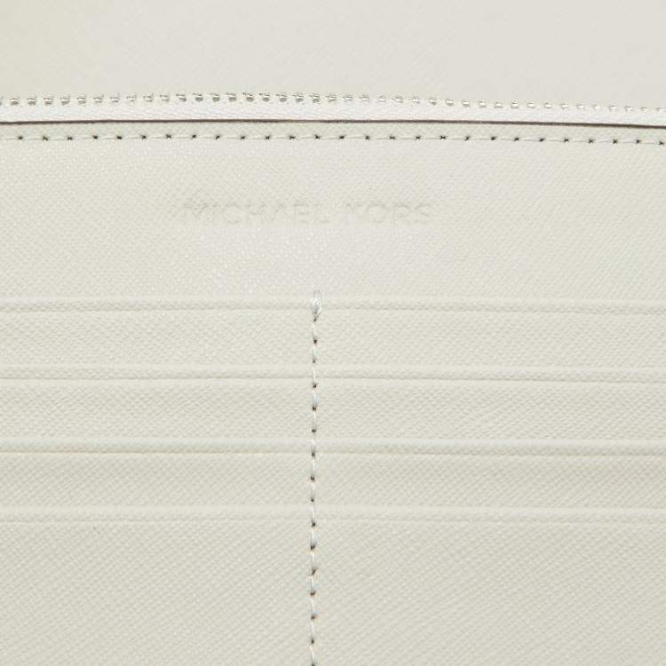 Pre Owned Michael Kors Grey Saffiano Leather Jet Set Travel Crossbody Bag
