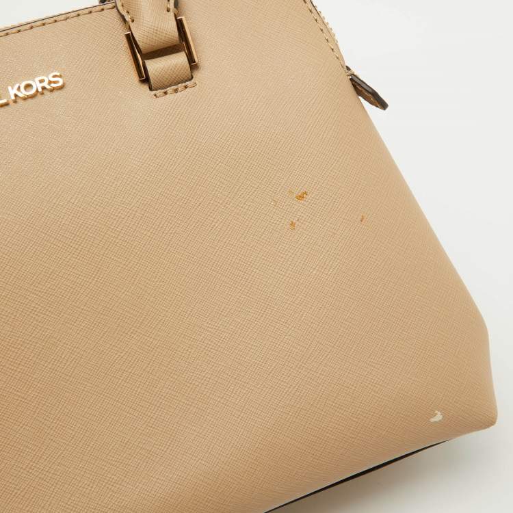 Pre Owned Michael Kors Beige Leather Small Idina Satchel