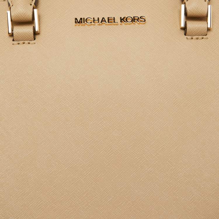 Pre Owned Michael Kors Beige Leather Small Idina Satchel