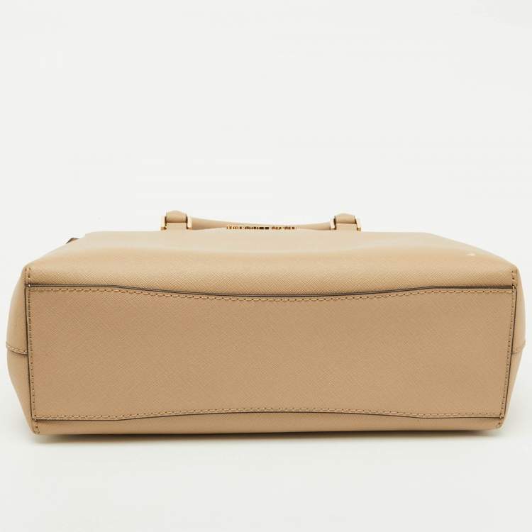 Pre Owned Michael Kors Beige Leather Small Idina Satchel