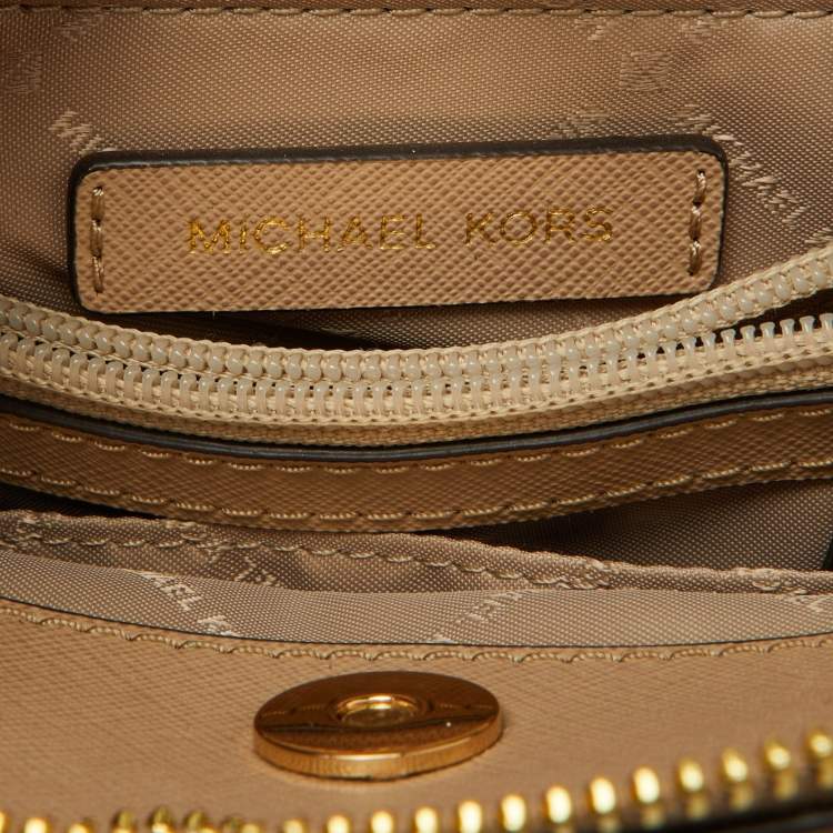 Pre Owned Michael Kors Beige Leather Small Idina Satchel