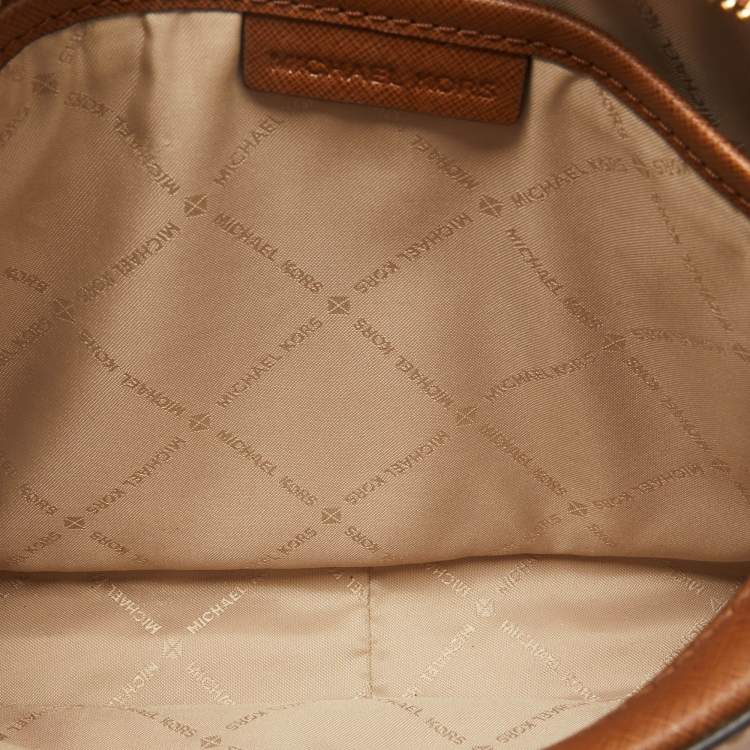 Pre Owned Michael Kors Brown Leather Jet Set Camera Crossbody Bag