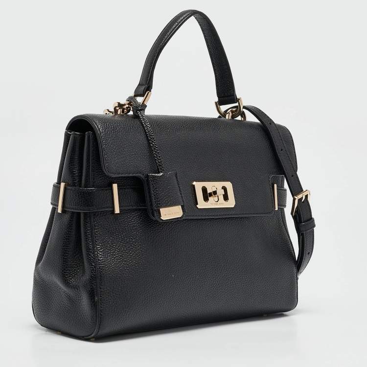 Pre Owned Michael Kors Black Leather Karso Flap Top Handle Bag
