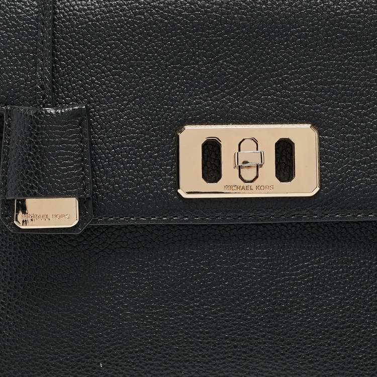 Pre Owned Michael Kors Black Leather Karso Flap Top Handle Bag