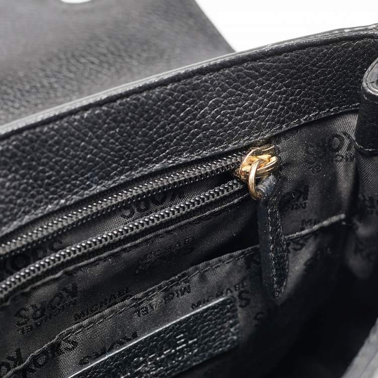 Pre Owned Michael Kors Black Leather Karso Flap Top Handle Bag