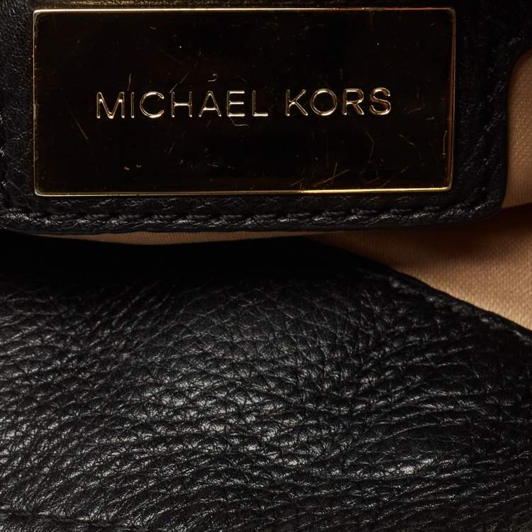 Pre Owned Michael Kors Black Leather and Snakeskin Embossed Tonne Hobo