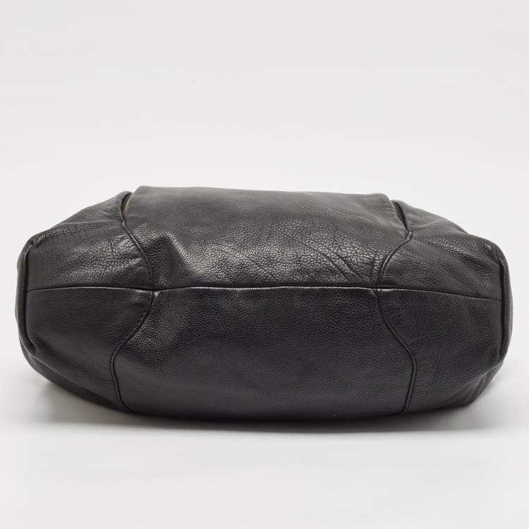 Pre Owned Michael Kors Black Leather and Snakeskin Embossed Tonne Hobo