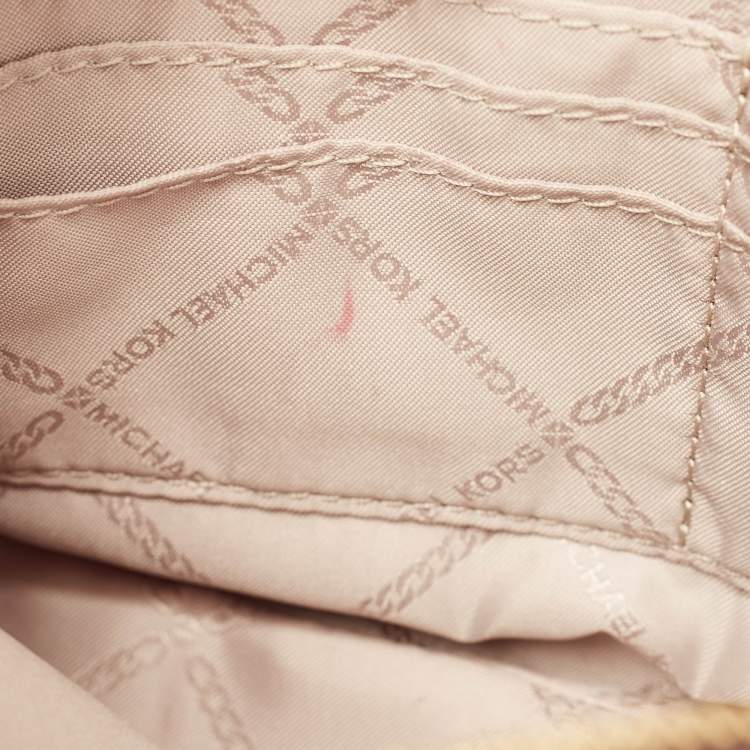 Pre Owned Michael Kors Brown Signature Coated Canvas Medium Parker Crossbody Bag