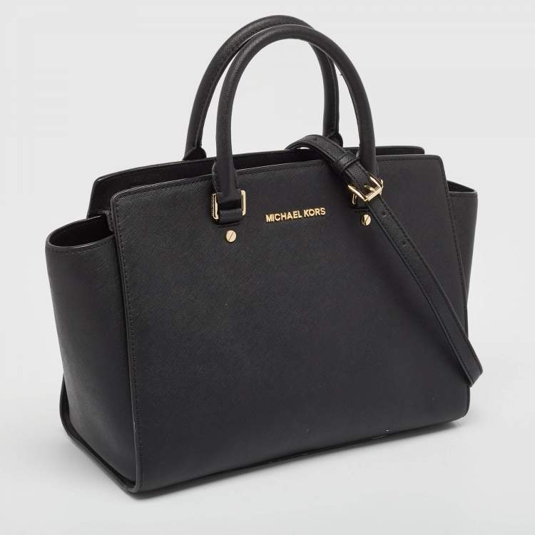 Pre Owned Michael Kors Black Leather Large Selma Tote
