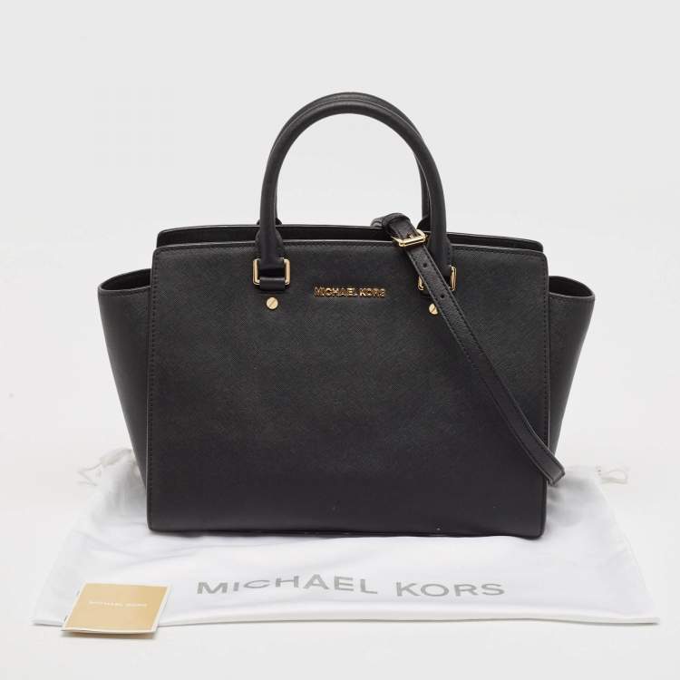 Pre Owned Michael Kors Black Leather Large Selma Tote