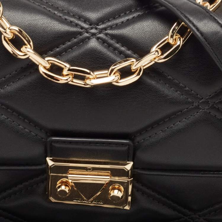 Pre Owned Michael Kors Black Quilted Leather Small Serena Crossbody Bag
