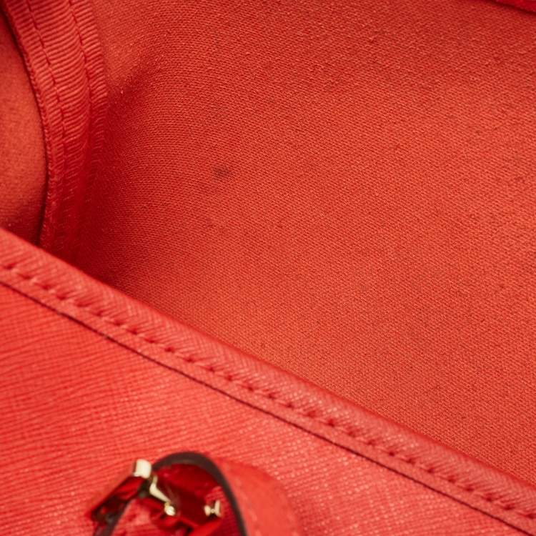 Pre Owned Michael Kors Red Leather Large Jet Set Travel Tote