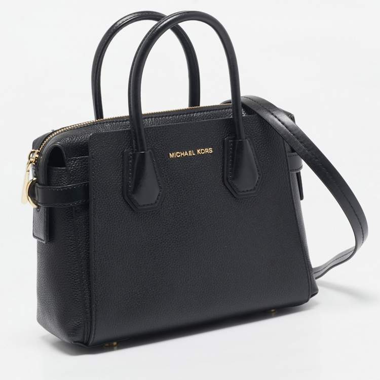 Pre Owned Michael Kors Black Leather Small Belted Mercer Satchel