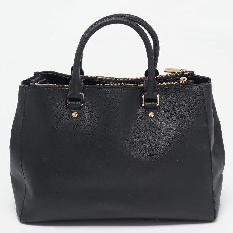 Pre Owned Michael Kors Black Leather Large Sutton Tote
