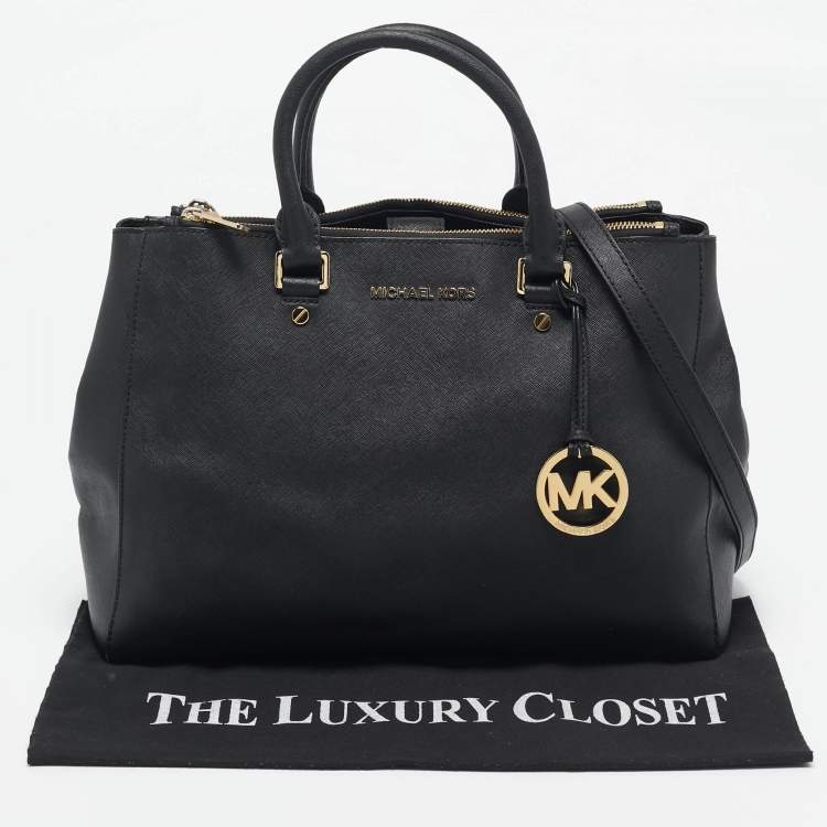 Pre Owned Michael Kors Black Leather Large Sutton Tote