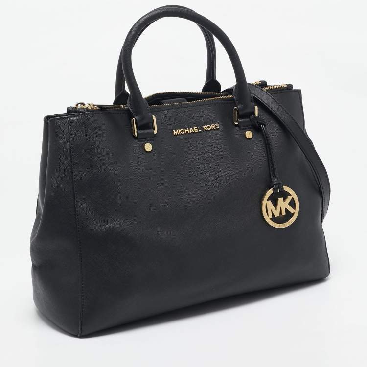Pre Owned Michael Kors Black Leather Large Sutton Tote