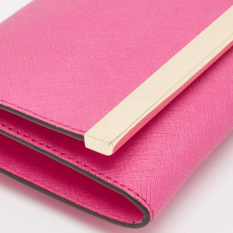 Pre Owned Michael Kors Fuchsia Leather Lana Clutch Bag