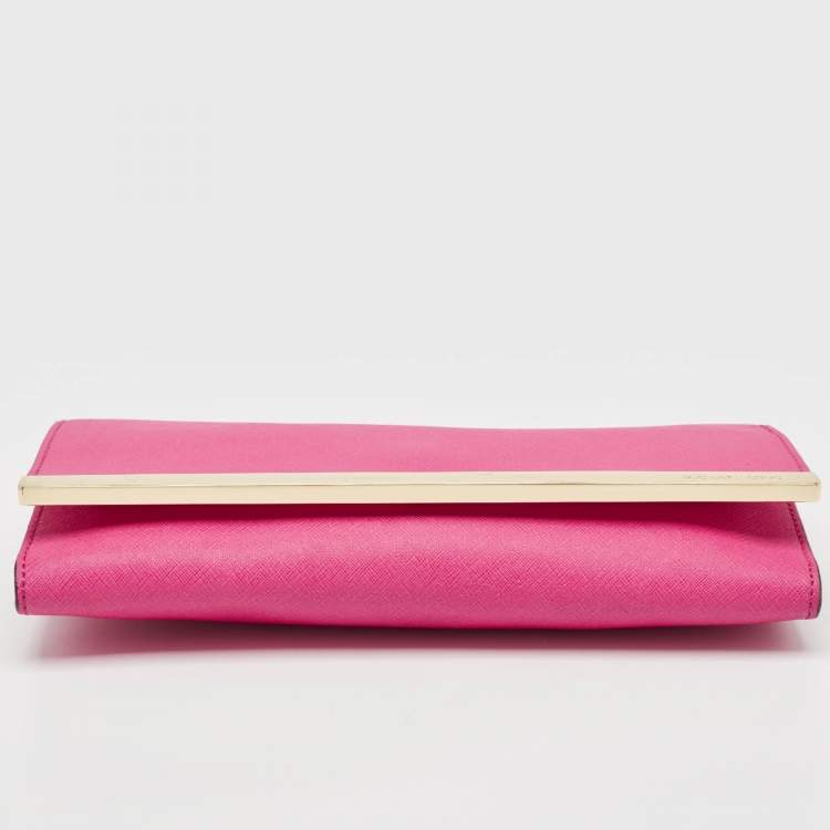 Pre Owned Michael Kors Fuchsia Leather Lana Clutch Bag