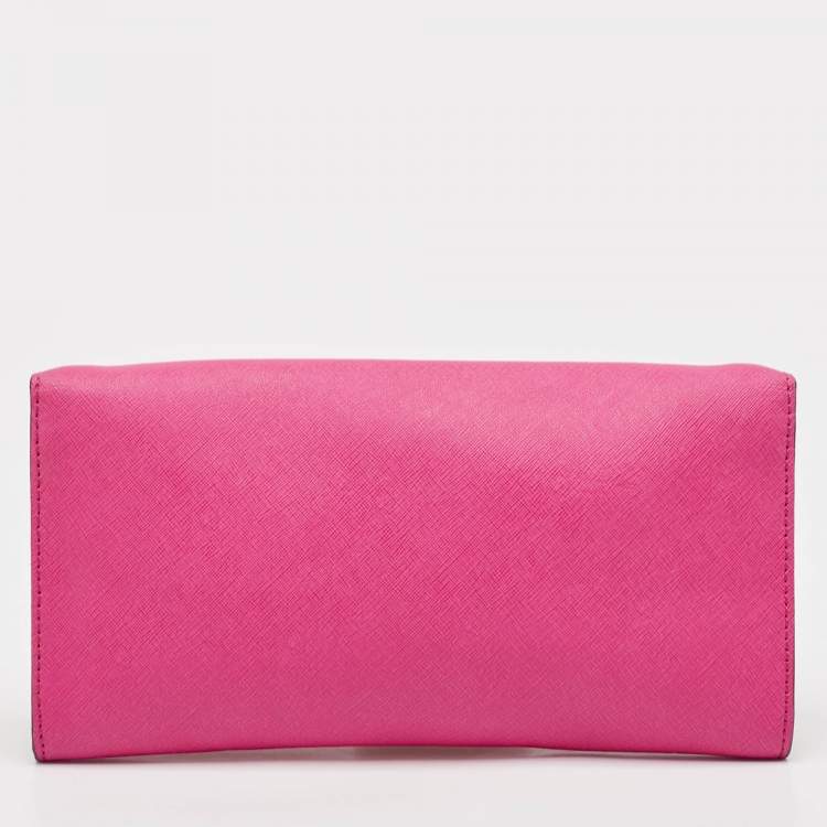 Pre Owned Michael Kors Fuchsia Leather Lana Clutch Bag