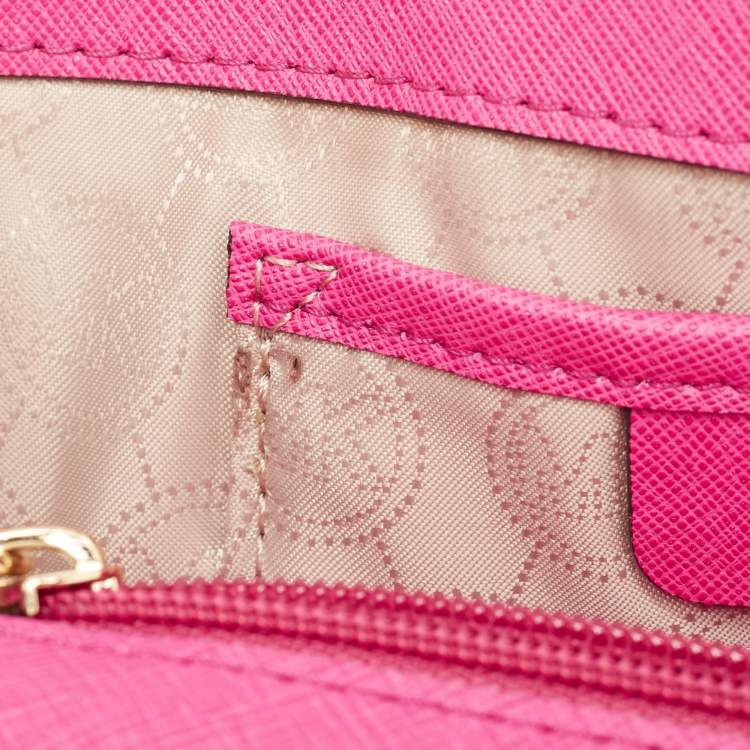 Pre Owned Michael Kors Fuchsia Leather Lana Clutch Bag