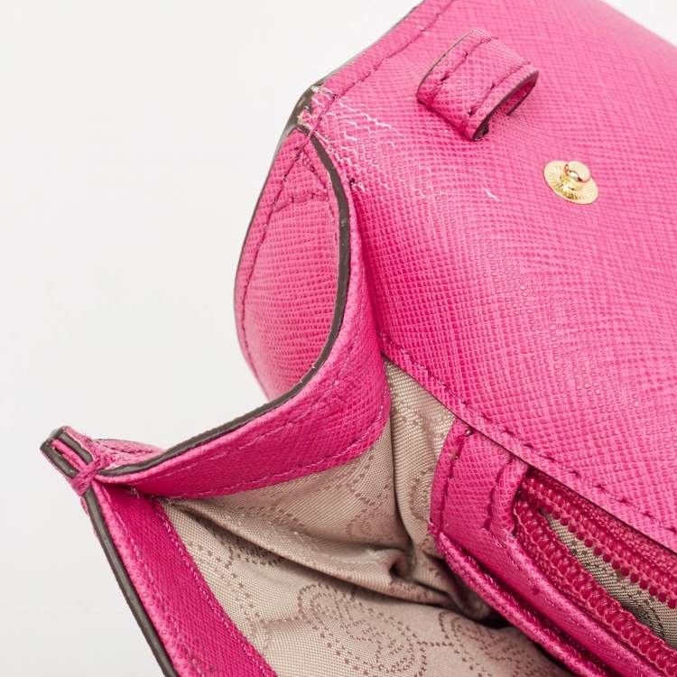 Pre Owned Michael Kors Fuchsia Leather Lana Clutch Bag