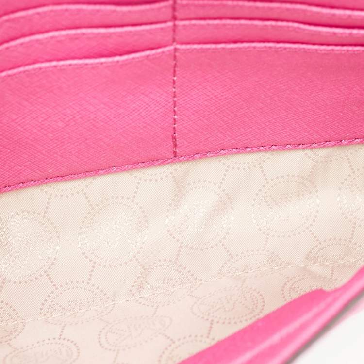 Pre Owned Michael Kors Fuchsia Leather Lana Clutch Bag