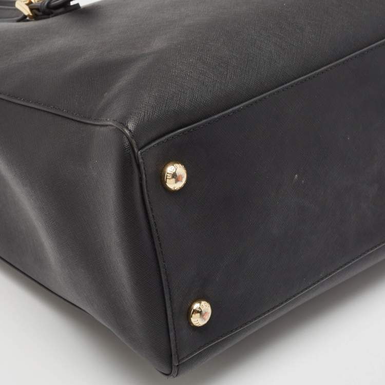 Pre Owned Michael Kors Black Leather Large Jet Set Travel Tote