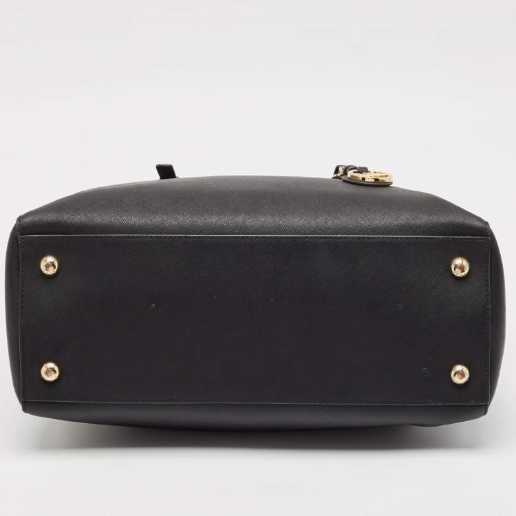 Pre Owned Michael Kors Black Leather Large Jet Set Travel Tote