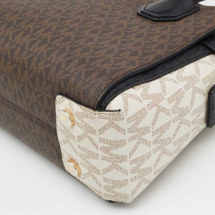 Pre Owned Michael Kors Tricolor Signature Coated Canvas and Leather Mercer Satchel