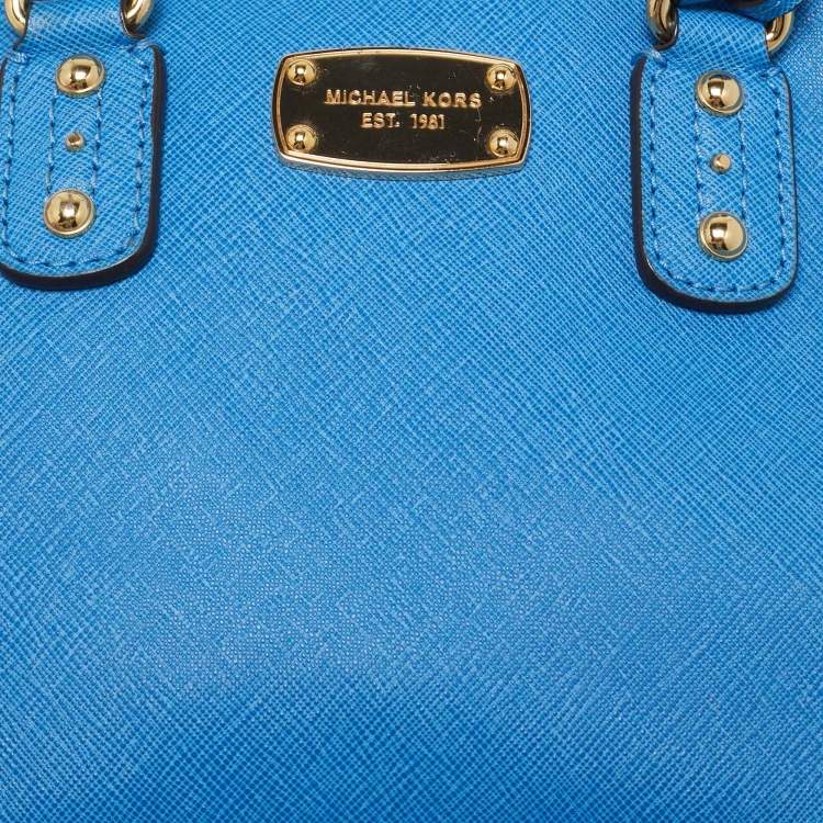Pre Owned Michael Kors Blue Leather Dome Satchel