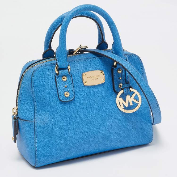 Pre Owned Michael Kors Blue Leather Dome Satchel