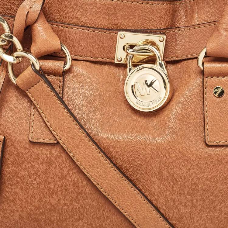 Pre Owned Michael Kors Brown Leather Large Hamilton North South Tote
