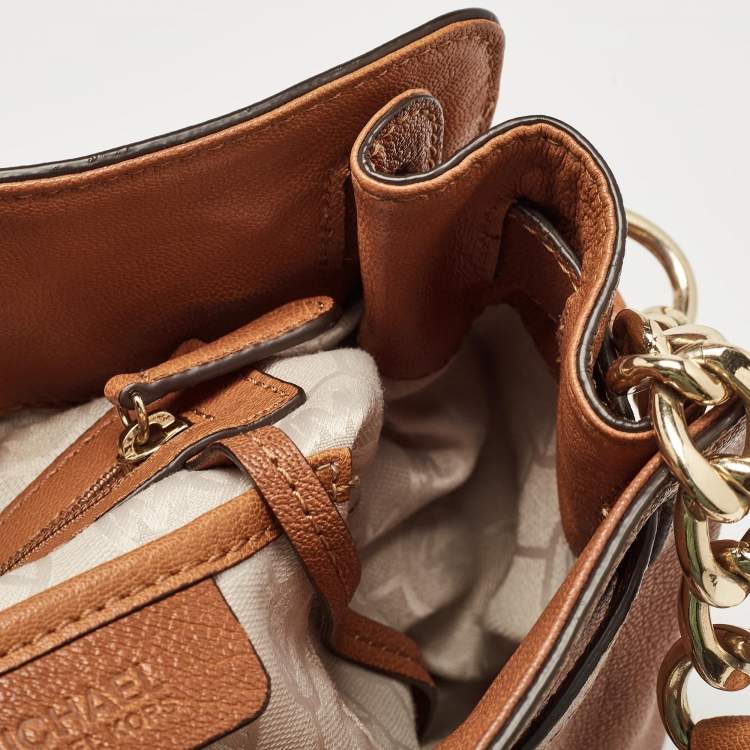 Pre Owned Michael Kors Brown Leather Large Hamilton North South Tote