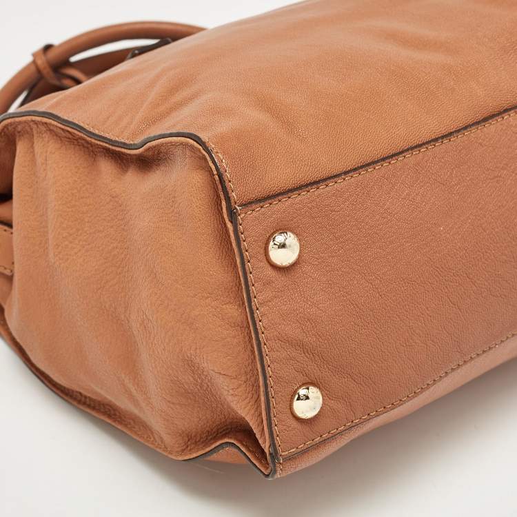 Pre Owned Michael Kors Brown Leather Large Hamilton North South Tote