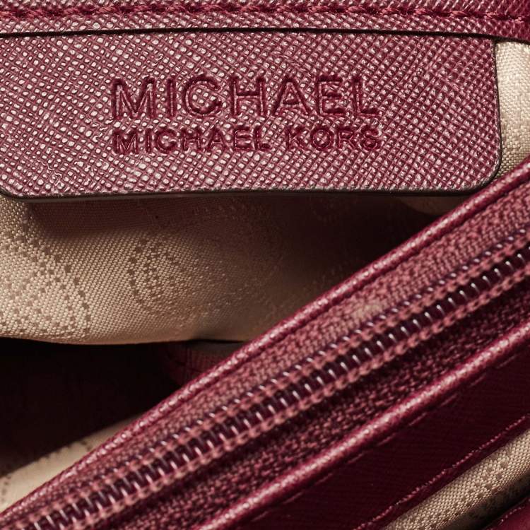 Pre Owned Michael Kors Burgundy Leather East/West Hamilton Tote