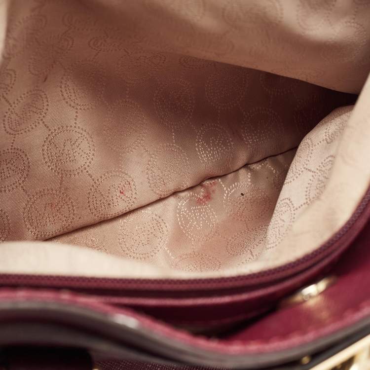 Pre Owned Michael Kors Burgundy Leather East/West Hamilton Tote